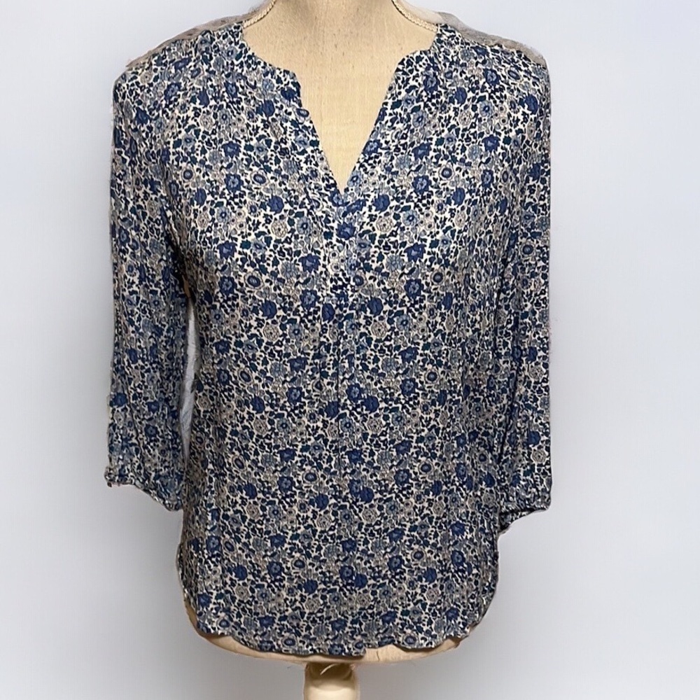 Jones New York blouse, blue print, sz Sm
